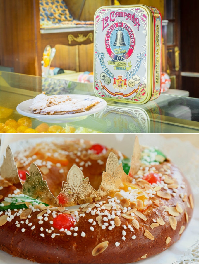 Torta de almendra (La Campana) y Roscón de Reyes